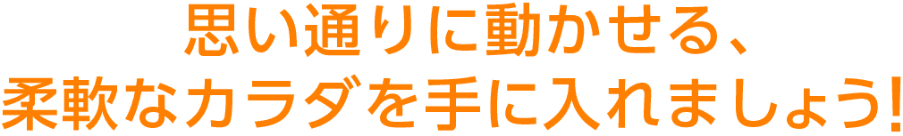 思い通りに動かせる、柔軟なカラダを手に入れましょう!